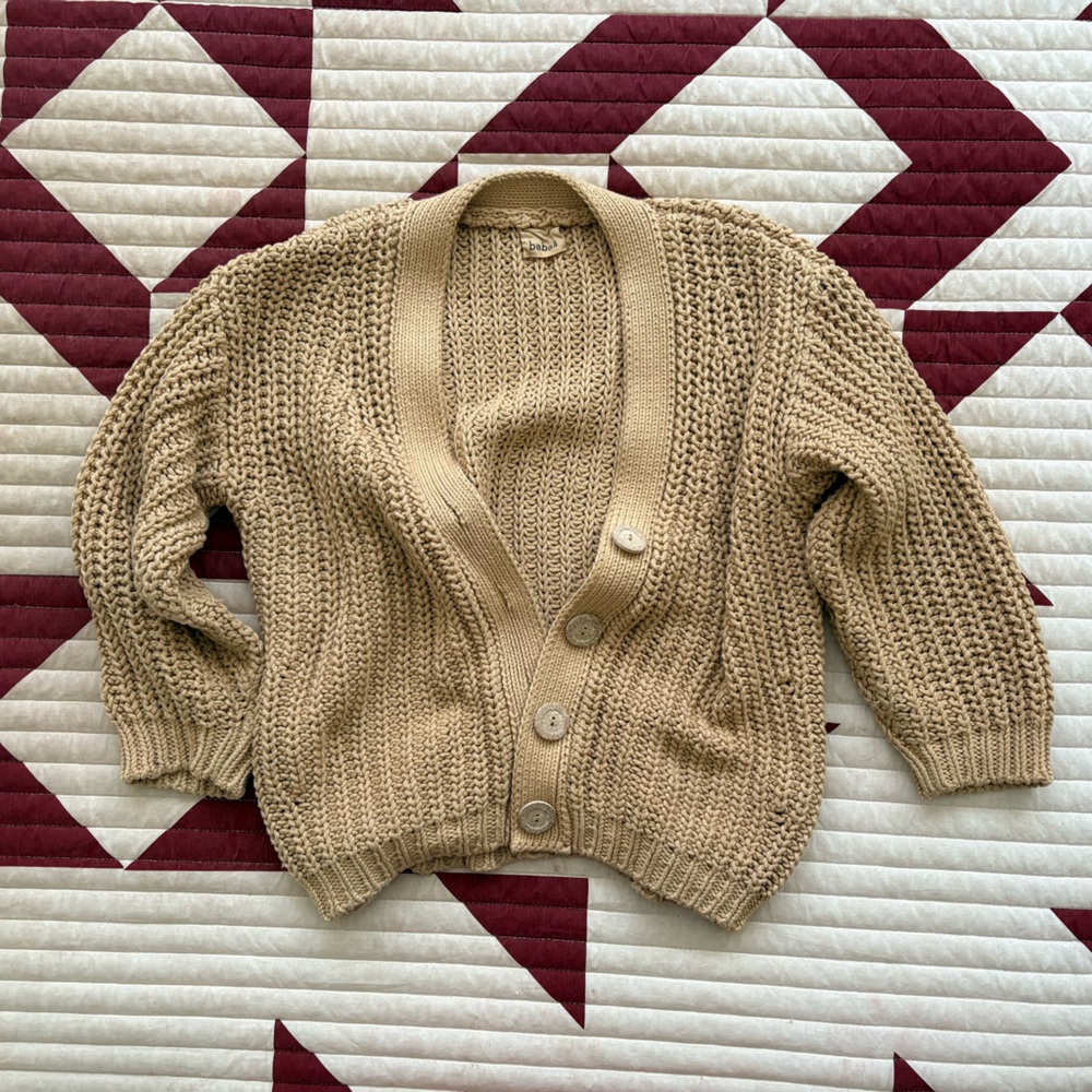 Babaa Tan Chunky Knit Cardigan